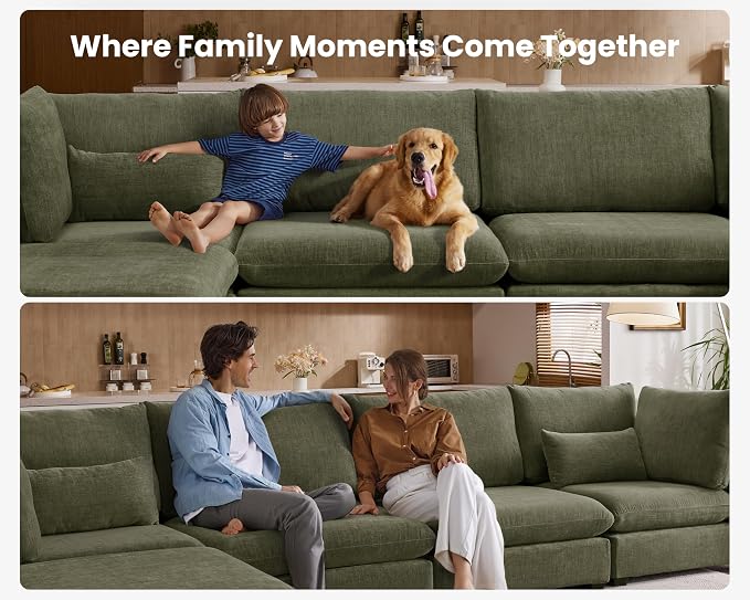 77" Oversized Chenille Couch Modular Sectional Sofa, Washable Cloud Couch - Image 8