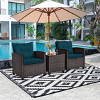 HAPPYGRILL 3 Pieces Patio Conversation Set, Outdoor Furniture Set PE Rattan - Image 3