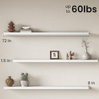 Fun Memories 72Inch Long Floating Shelves, 8 Inch Deep Shelves - Image 3
