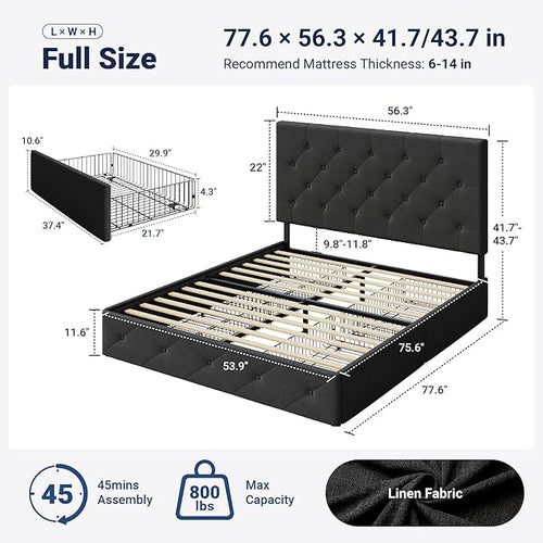Allewie Upholstered Full Size Platform Bed Frame - Image 2