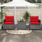 HAPPYGRILL 3 Pieces Patio Conversation Set, Outdoor Furniture Set PE Rattan - Image 2