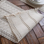 Macrame Table Runner Cream Beige Boho Table Runners - Image 4