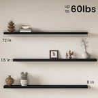 Fun Memories 72Inch Long Floating Shelves, 8 Inch Deep Shelves - Image 3