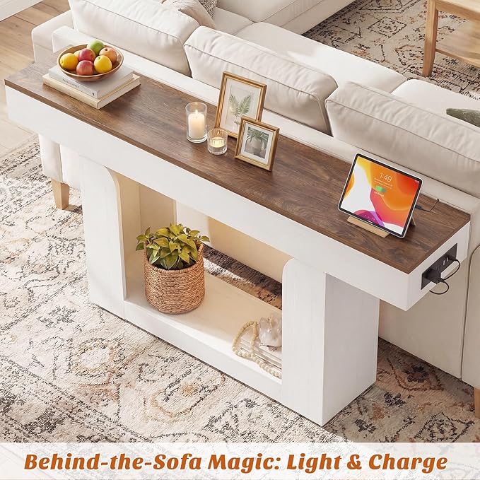 Homieasy Console Table, Farmhouse Wooden Sofa Table Behind Couch, Narrow - Image 5