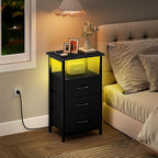 Vagusicc Night Stand with Charging Station, LED Nightstand - Image 2