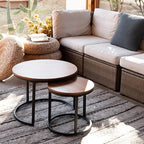 aboxoo Coffee Table Nesting Side Round Set of 2 End Table Top Sturdy Metal - Image 2