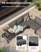 Aluminum Outdoor Patio Sofa Set, 2 Seats Modular Sectional Reclining Loveseat - Image 4