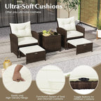 Tangkula 5 Pieces Patio Conversation Set, PE Wicker Outdoor Furniture Set - Image 5