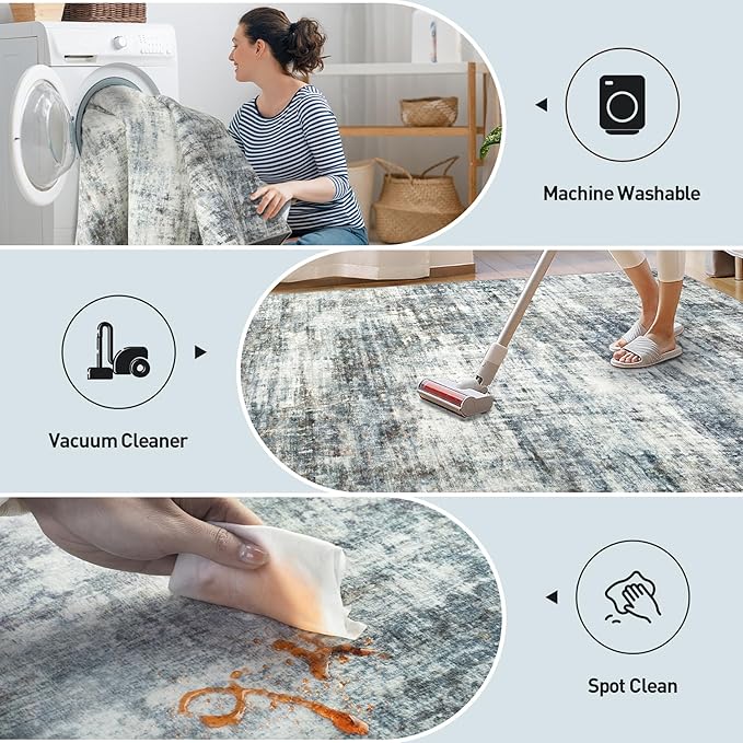 10x14 Area Rugs Washable Rug: Modern Abstract Living Room Rug Soft Anti-Skid - Image 4