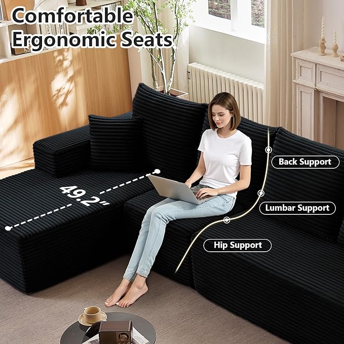 135” Cloud Sectional Couch, Boneless Sofa - Image 5