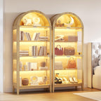 HNEBC Arched Book Shelf with Glass Doors, LED Bookcase with RGB Lights - Image 7