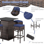 Tangkula 5 Piece Outdoor Rattan Bar Set, Patio Bar Furniture - Image 7