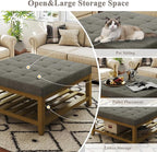 Befurtori Large Square Ottoman Coffee Table, Linen Solid Upholstered Footrest - Image 5