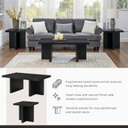 Roundhill Furniture Mchome 3-Piece Coffee Table Set, Coffee Table and Two End - Image 9