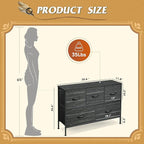 WLIVE Dresser for Bedroom with 5 Drawers, Long Storage Dresser, Fabric Dressers - Image 3