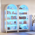 HNEBC Arched Book Shelf with Glass Doors, LED Bookcase with RGB Lights - Image 3