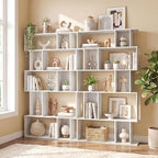 Giantex 5-Tier Bookshelf, 10-Cube White Geometric Bookcase - Image 8