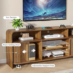 Fluted TV Stand for 75 65 80 Inch TV, 70 Inch Long Walnut Entertainment Center - Image 6