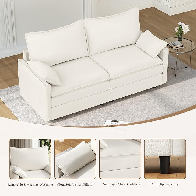 Vesgantti 74" Loveseat Sofa for Living Room, Comfy Cloud Couch Deep Seat - Image 5