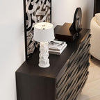 Fluted Storage Unit Cabinet, Modern Black Console Cabinets - Image 4