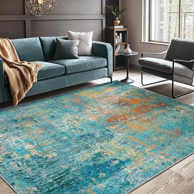 RELEANY Washable Area Rugs 6'x9' Non-Slip Modern Abstract Soft - Image 2