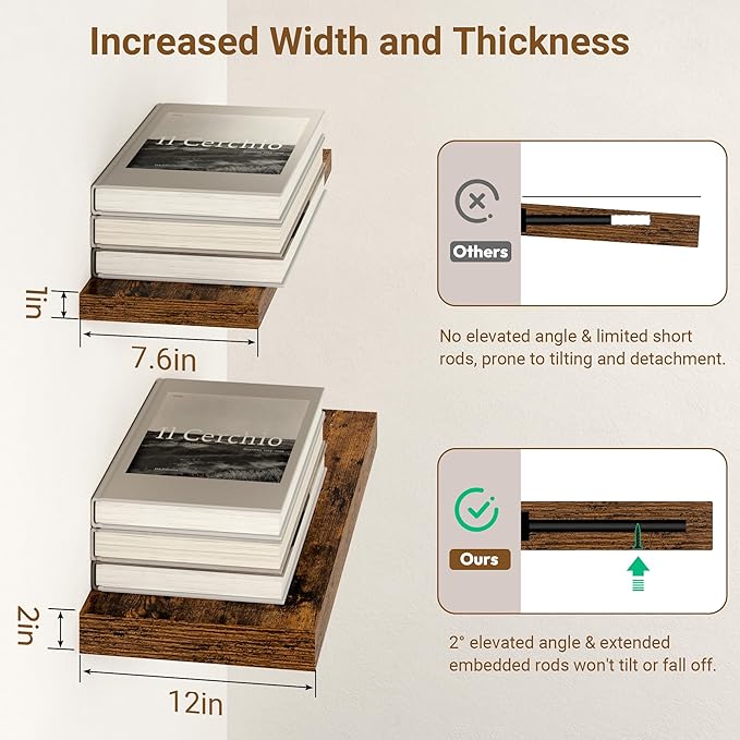 55 Inch Floating Shelves, 12 Inch Deep Floating Shelves - Image 4