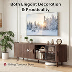 65" Mid Century Modern TV Stand, Wood TV Consoles - Image 4