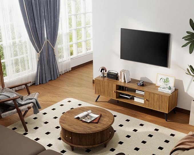 COMHOMA TV Stand for Living Room, Mid Century Modern Entertainment Center for - Image 7