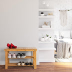 Purawood Bamboo 3 Tier Shoe Rack Bench, Premium Shoe Organizer or Entryway Bench - Image 2