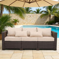 Rattan Star Outdoor Furniture Couch 3 Seater Sofa Outdoor Brown Wicker Sofa by RattanStar