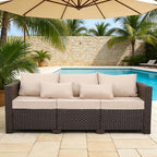 Rattan Star Outdoor Furniture Couch 3 Seater Sofa Outdoor Brown Wicker Sofa by RattanStar