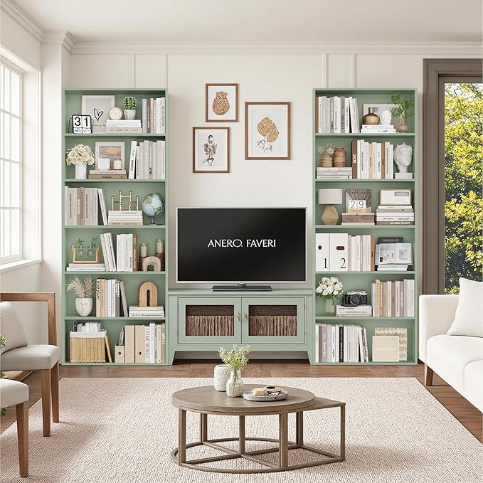 FOTOSOK 6-Tier Open Bookcase and Bookshelf Set of 2, Freestanding Display - Image 3