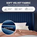 Allewie King Size Velvet Bed Frame/Vertical Channel Tufted Wingback - Image 6