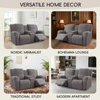 Recliner Loveseat Covers with Console, 6-Piece Stretch Geometric Strokes - Image 7