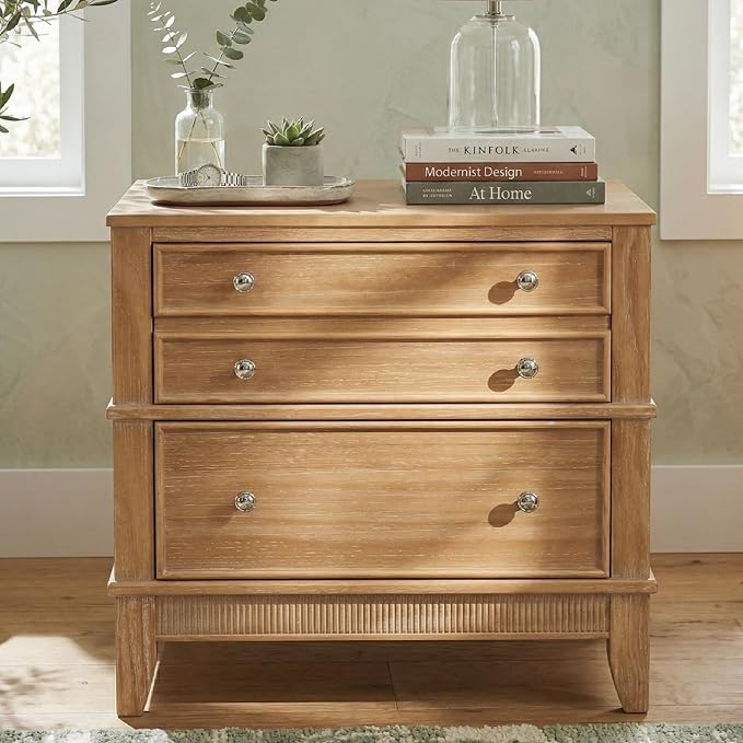 Merax 27.3 Inch Solid Wood Nightstand, Mid Century Modern Night Stand - Image 4
