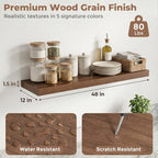 12 inch Deep Floating Shelves for Wall, 48 inch Wide Engineered Wood Wall - Image 2