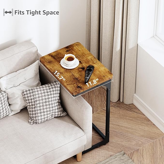 QEEIG C Shaped Side Table Set of 2 Living Room Sets Couch Tray Tables Small - Image 4