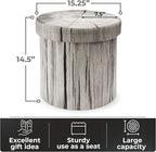 Sorbus Tree Stump Stool, Storage Ottoman 15 Inch Fake Tree Stumps Log Stool - Image 3