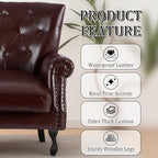 Modern Accent Chair Set of 2, Mid-Century PU Leather Armchair - Image 6