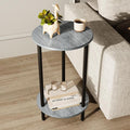 Small Round Side Table, 2-Tier Modern Accent/Bedside Table by BITYODD-HOME