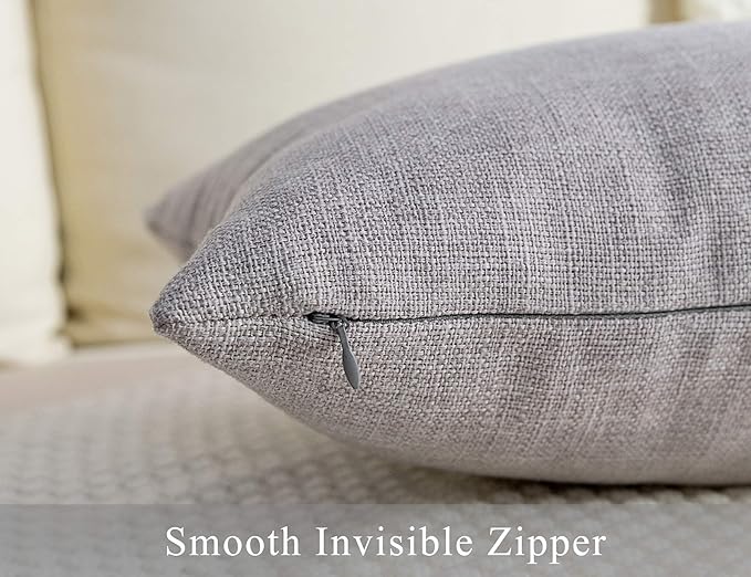 Stellhome Burlap Throw Pillow Covers Square Solid Linen Decorative Cushion - Image 4