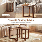 Giantex Round Nesting Coffee Table Set of 2, Wood Nesting End Tables - Image 3