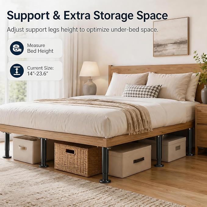 4Pcs Bed Frame Support Leg, Adjustable 14" to 23.6", Increase Under-Bed Storage - Image 9