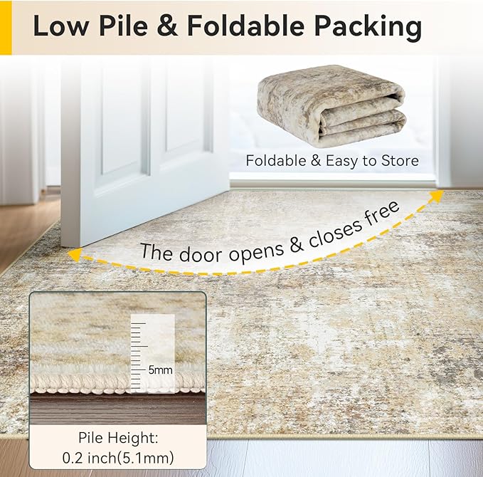 RELEANY Washable Area Rugs 2'x10' Non-Slip Modern Abstract Soft - Image 6