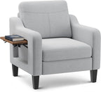Accent Chair for Living Room Modern Linen Upholstered Armchair Side Wooden - Image 9