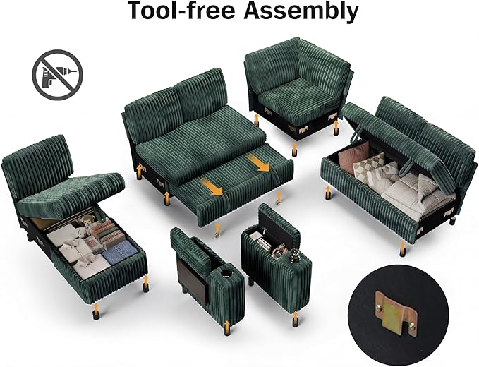 Vipbear 111" Modular Sectional Sleeper Sofa - Image 4