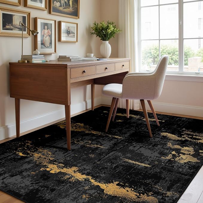 RELEANY Washable Area Rugs 4'x6' Non-Slip Modern Abstract Soft - Image 3