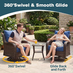 Patio Furniture Set, High Back Rattan Sofa & Swivel Rocker Chairs, Weather - Image 3
