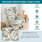 KRFOONN Velvet Wing Chair Slipcovers 2 Piece Stretch Printed Wingback Chair - Image 5