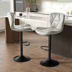 Nalupatio Modern Bar Stools Set of 3, Adjustable Faux Leather Upholstered - Image 6